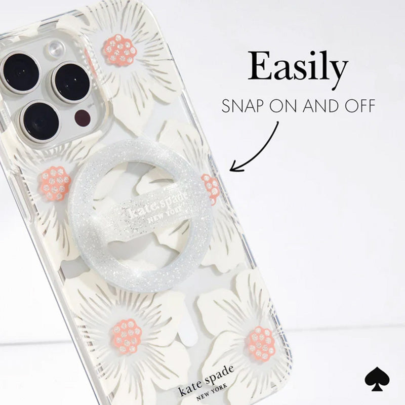 Kate Spade New York magnetinis žiedinis laikiklis – MagSafe piršto laikiklis ("The Sparkle Silver")