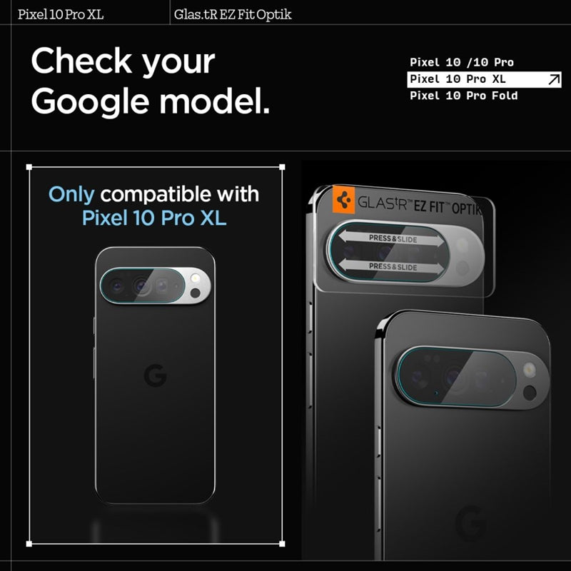 Spigen Optik GLAS.TR Kameros apsauga 2 vnt. - Objektyvo apsauga skirta Google Pixel 10 Pro XL (Skaidri)