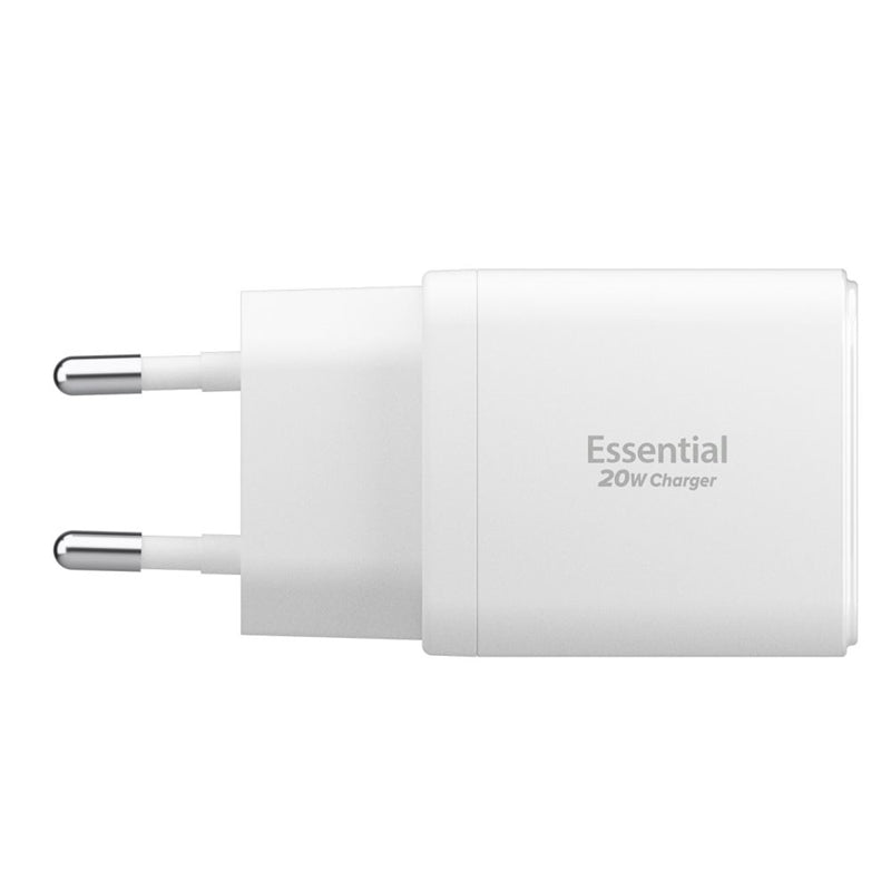 Spigen Essential EE202EU GaN Pro – Sieninis įkroviklis USB-C + USB-A 20W (Baltas)