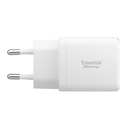 Spigen Essential EE202EU GaN Pro – Sieninis įkroviklis USB-C + USB-A 20W (Baltas)