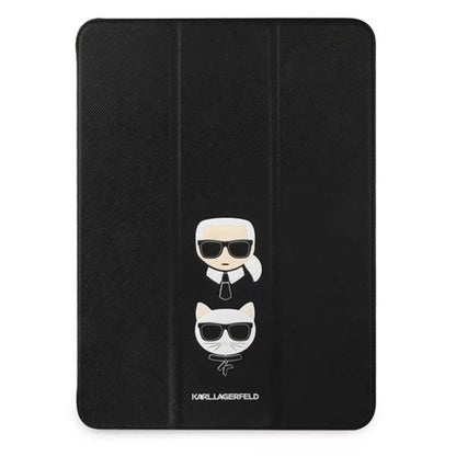 Karl Lagerfeld Saffiano Karl & Choupette Heads – dėklas, skirtas iPad Pro 12,9" 2021 (juodas)
