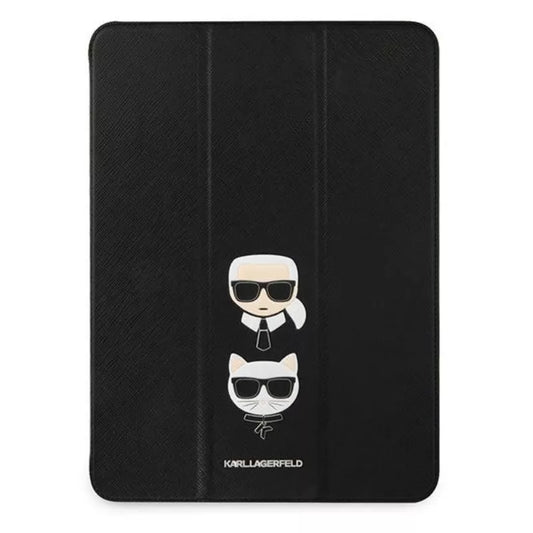 Karl Lagerfeld Saffiano Karl & Choupette Heads – dėklas, skirtas iPad Pro 12,9" 2021 (juodas)