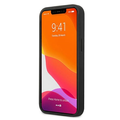 Guess Saffiano Metal Logo Stripes - dėklas, skirtas iPhone 13 mini (mėlyna)