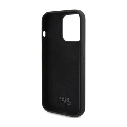 Karl Lagerfeld Silikoninis Karl Script – „iPhone 15 Pro“ dėklas (Juodas)