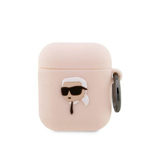 Karl Lagerfeld silikoninis NFT Karl Head 3D - „AirPods 1/2 gen“ dėklas (rožinis)