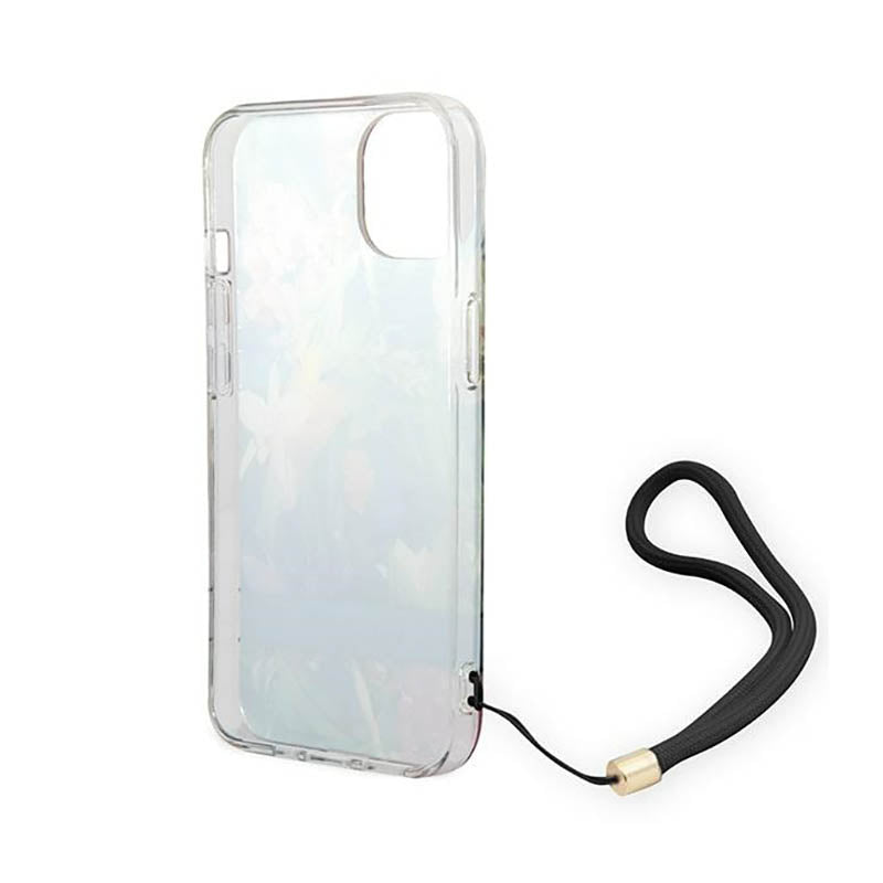 Guess Flower Cord - dėklas, skirtas „iPhone 14 Plus“ (mėlynas)