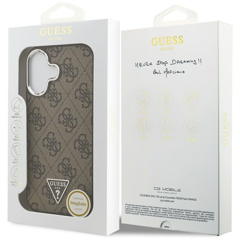 Guess 4G Triangle Logo MagSafe dėklas iPhone 17 (rudas)