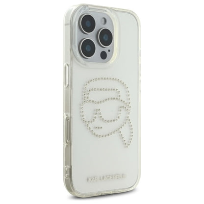 Karl Lagerfeld IML Rhinestones Karl Head – dėklas, skirtas iPhone 16 Pro Max (skaidrus)