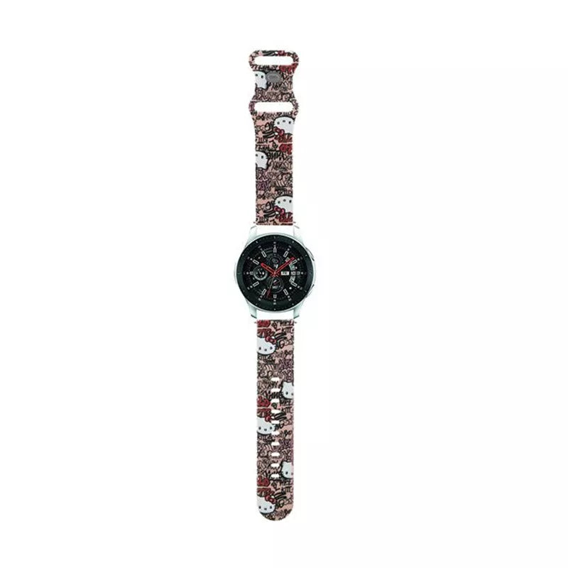 Hello Kitty silikoninės etiketės „Graffiti“ – universalus 22 mm išmaniojo laikrodžio dirželis (rožinis)