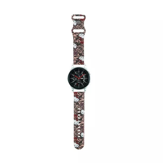 Hello Kitty silikoninės etiketės „Graffiti“ – universalus 22 mm išmaniojo laikrodžio dirželis (rožinis)