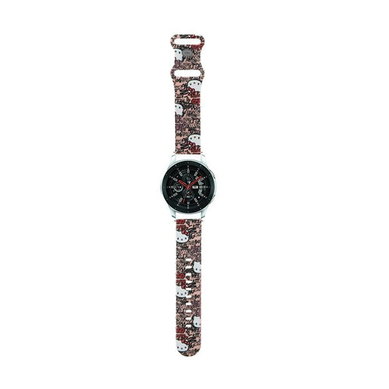 Hello Kitty silikoninės etiketės „Graffiti“ – universalus 22 mm išmaniojo laikrodžio dirželis (rožinis)