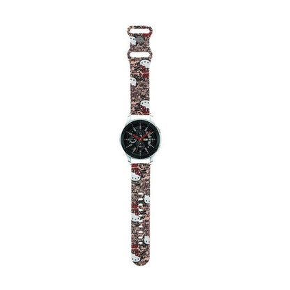 Hello Kitty silikoninės etiketės „Graffiti“ – universalus 22 mm išmaniojo laikrodžio dirželis (rožinis)