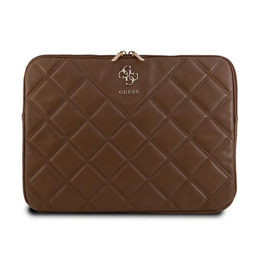 Guess Quilted 4G Sleeve – nešiojamojo kompiuterio dėklas 13 colių / 14 colių (ruda)