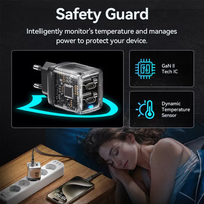 WEKOME WP-U02 Mecha Series – 2x USB-C Super Greito Įkroviklio GaN 40W tinklo įkroviklis (sidabrinis)