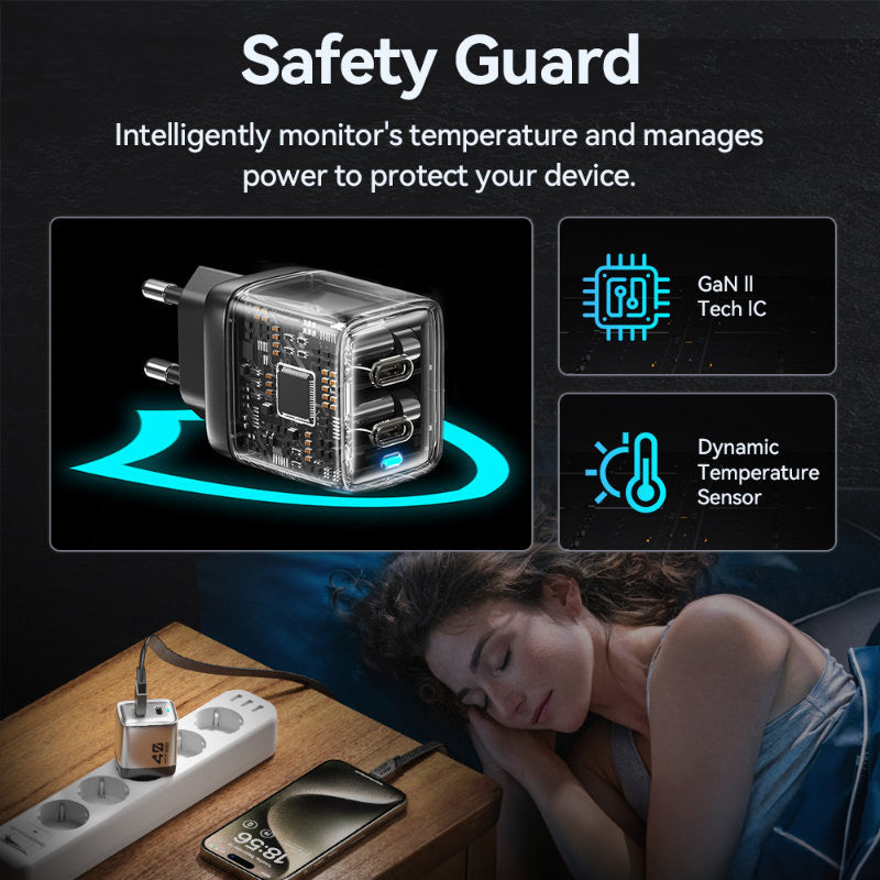 WEKOME WP-U02 Mecha Series – 2x USB-C Super Greito Įkroviklio GaN 40W tinklo įkroviklis (sidabrinis)