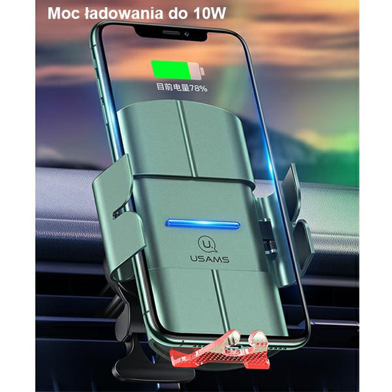 USAMS US-CD133 - Automobilio laikiklis su 10W belaidžiu įkrovimu (juodas)