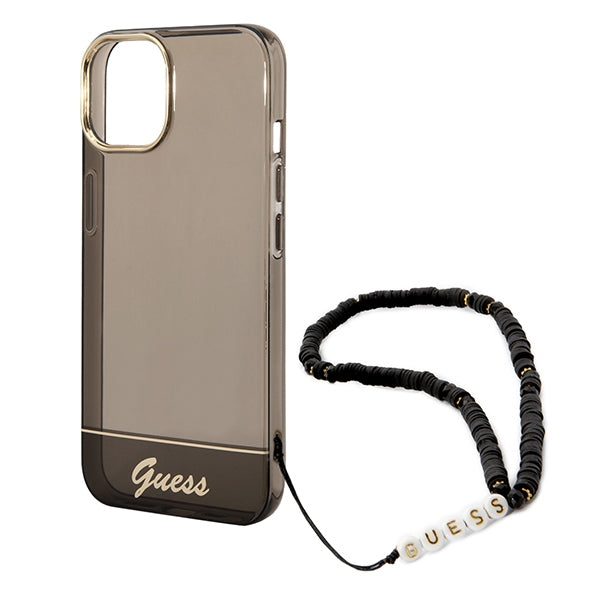 Guess Translucent Pearl Strap – dėklas skirtas „iPhone 14 Plus“ (juodas)