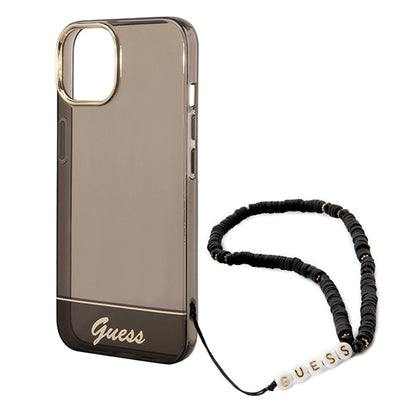 Guess Translucent Pearl Strap – dėklas skirtas „iPhone 14 Plus“ (juodas)