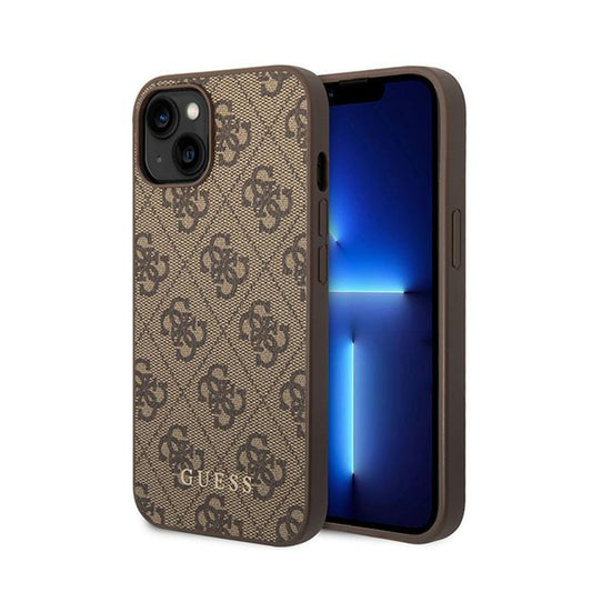 Guess 4G Metal Gold Logo – iPhone 15 Plus dėklas (rudas)