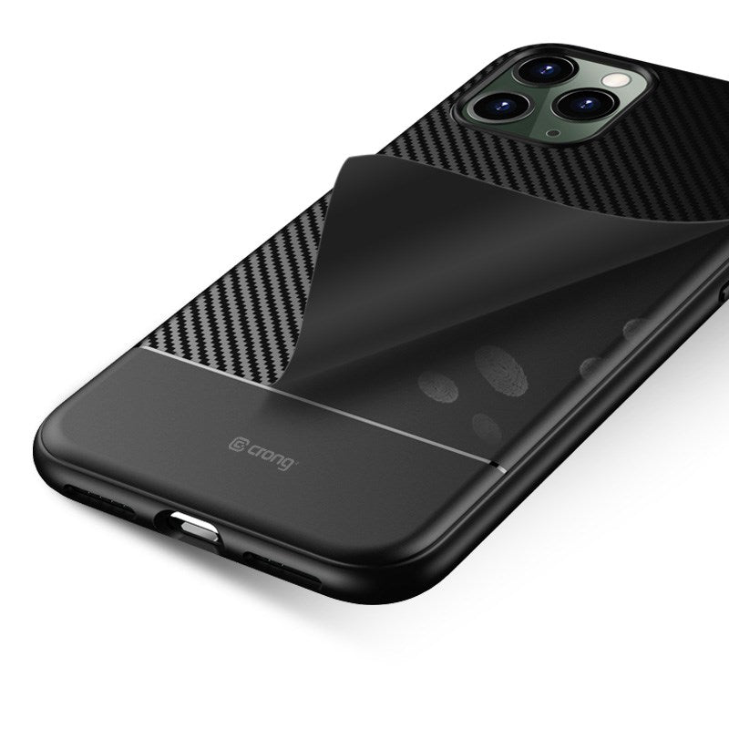 Crong Prestige Carbon dėklas – Apsauginis dėklas skirtas iPhone 11 Pro Max (Juodas)