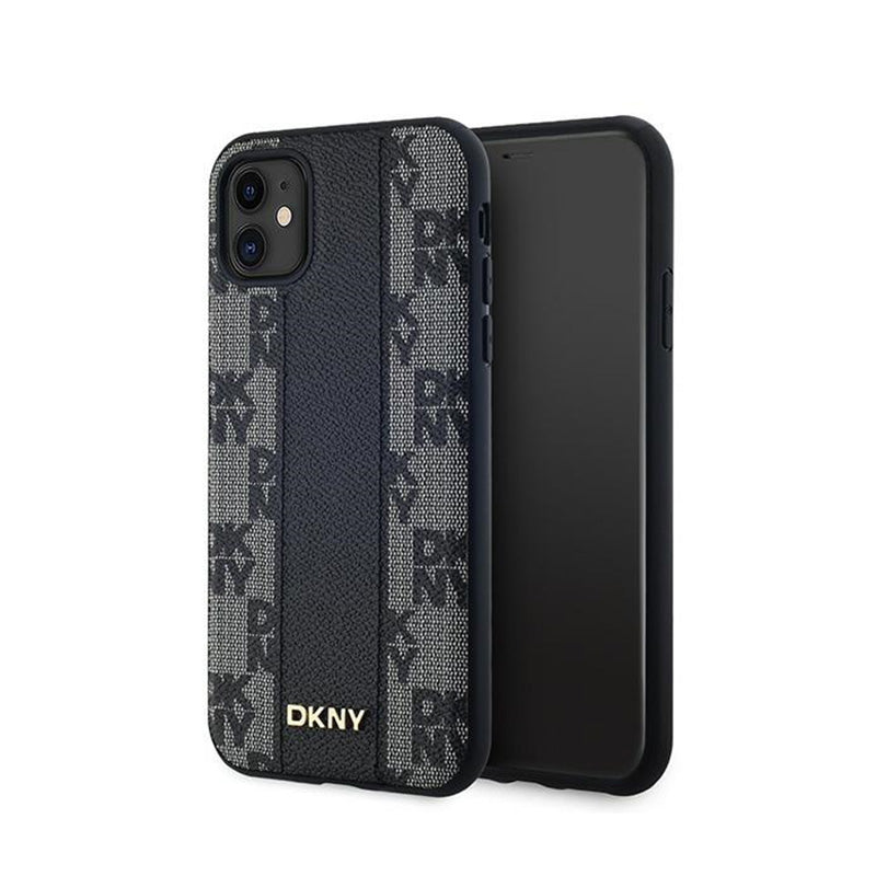 DKNY odinis languotas vienspalvis raštas MagSafe – dėklas, skirtas iPhone 11 (juodas)