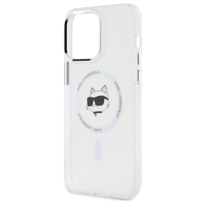 Karl Lagerfeld IML Metal Choupette Head MagSafe - dėklas, skirtas iPhone 14 Pro Max (Balta)