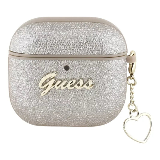 Guess Metallic Script Charm - „AirPods 4“ dėklas (aukso spalvos)
