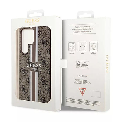 Guess 4G Printed Stripe – dėklas Samsung Galaxy S23 Ultra (rudas)