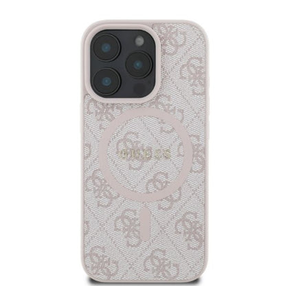 Guess 4G Ring Classic Logo MagSafe dėklas iPhone 16 Pro (rožinė)