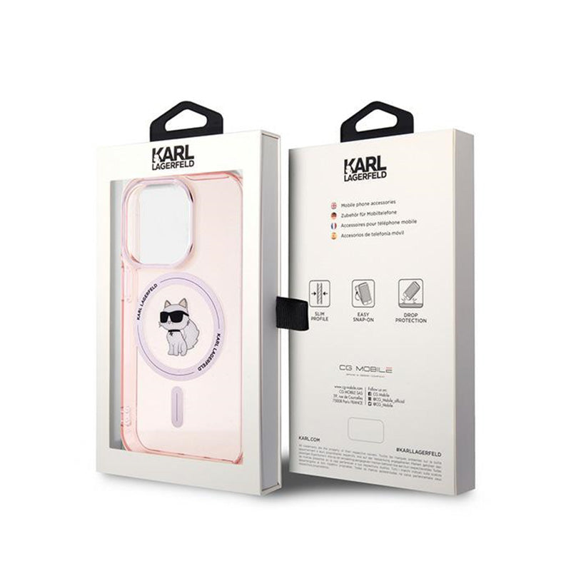 Karl Lagerfeld IML Choupette MagSafe – dėklas iPhone 14 Pro (rožinis)