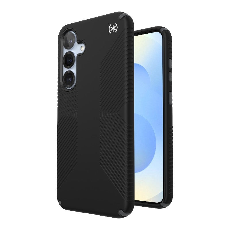 Speck Presidio2 Grip – dėklas, skirtas „Samsung Galaxy S25+ / 24+“ (juoda / skalūno pilka / balta)