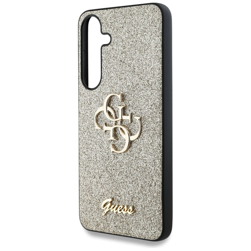 Guess Fixed Glitter Big 4G Metal Logo – dėklas Samsung Galaxy S25 (auksinis)