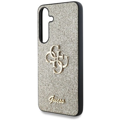 Guess Fixed Glitter Big 4G Metal Logo – dėklas Samsung Galaxy S25 (auksinis)
