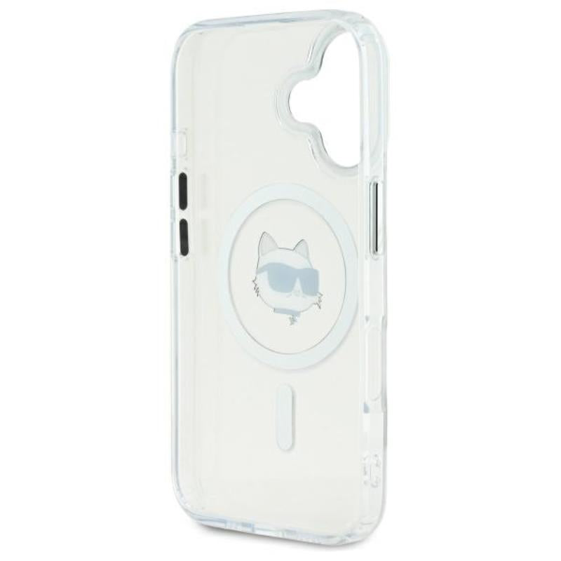 Karl Lagerfeld IML Metal Choupette Head MagSafe – dėklas skirtas iPhone 16 (baltas)