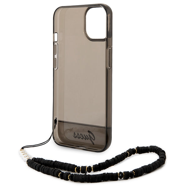 Guess Translucent Pearl Strap – dėklas skirtas „iPhone 14 Plus“ (juodas)