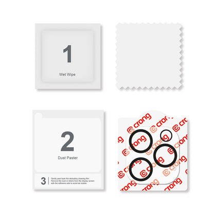 Crong Lens Shield - Stiklas kameros ir objektyvo apsaugai, skirtas iPhone 16 Pro / iPhone 16 Pro Max / iPhone 15 Pro / iPhone 15 Pro Max