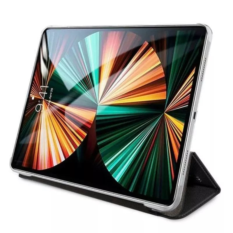 Karl Lagerfeld Saffiano Karl & Choupette Heads – dėklas, skirtas iPad Pro 12,9" 2021 (juodas)
