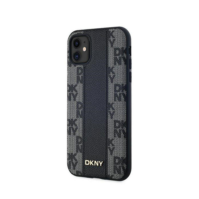 DKNY odinis languotas vienspalvis raštas MagSafe – dėklas, skirtas iPhone 11 (juodas)