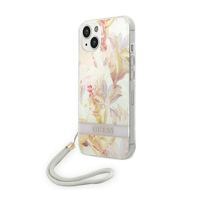 Guess Flower Cord – Dėklas iPhone 14 Plus (violetinis)