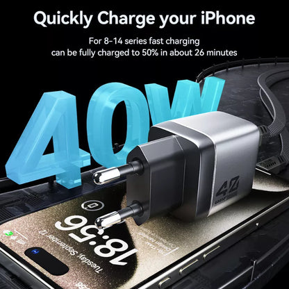 WEKOME WP-U02 Mecha Series – 2x USB-C Super Greito Įkroviklio GaN 40W tinklo įkroviklis (sidabrinis)