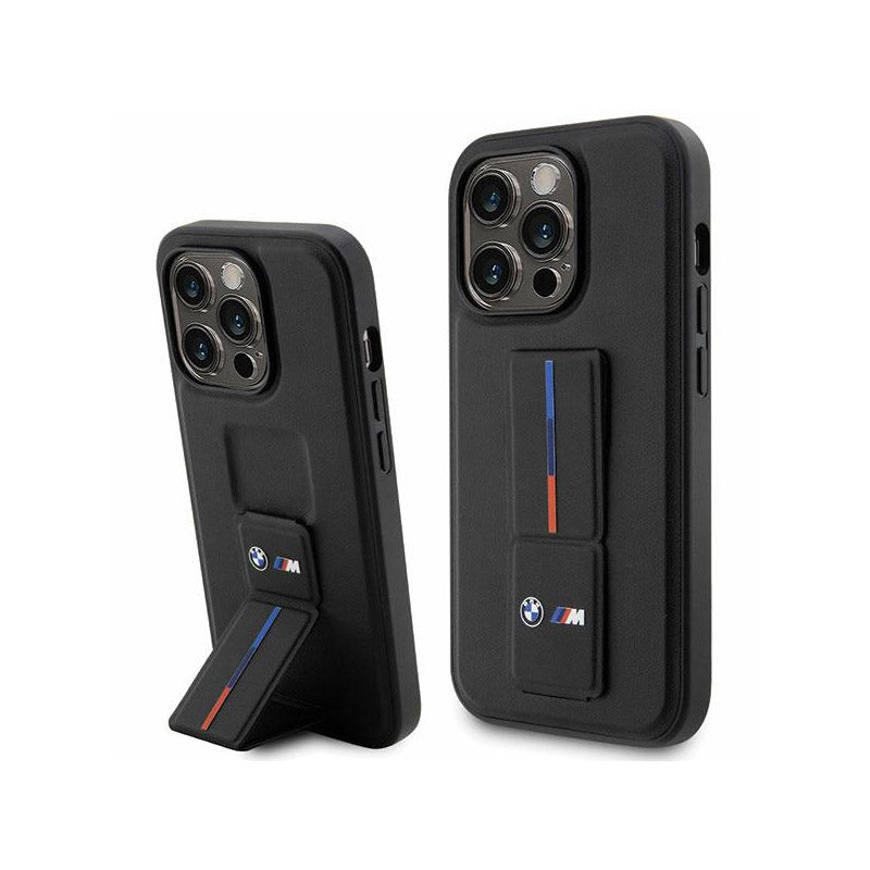 BMW Grip Stand Hot Stamp – dėklas, skirtas „iPhone 14 Pro“ (juodas)