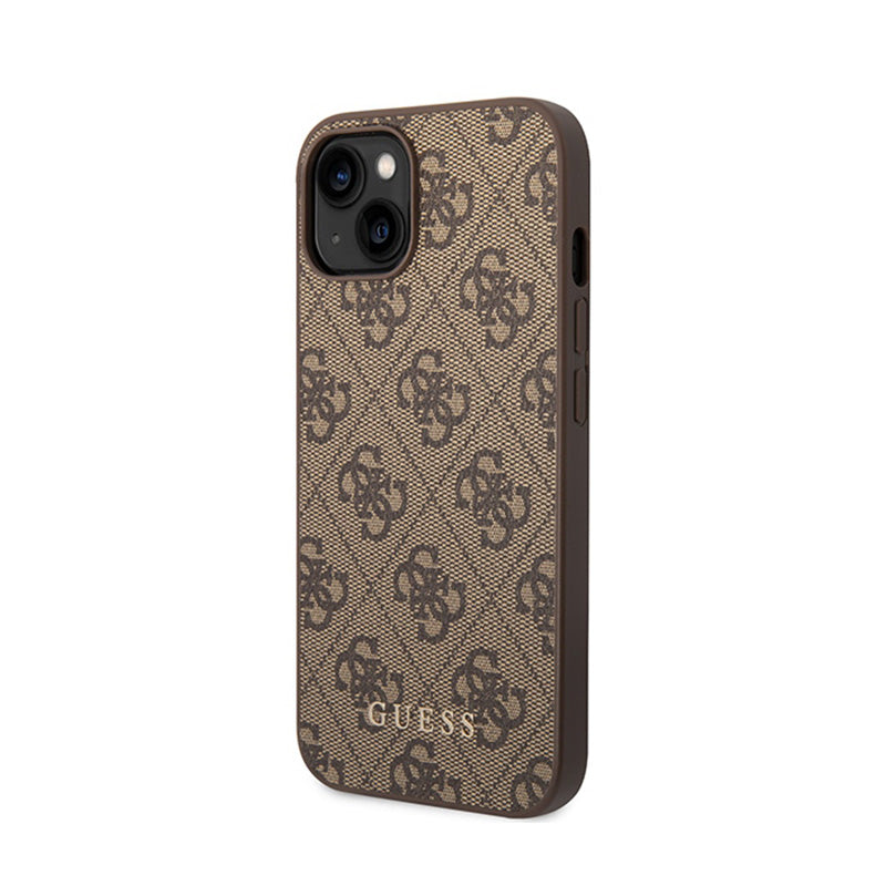 Guess 4G Metal Gold Logo – iPhone 15 Plus dėklas (rudas)