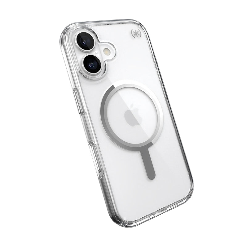 Speck Presidio Perfect Clear MagSafe - iPhone 17 dėklas (Skaidrus / Sidabrinis)