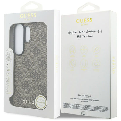 „Guess“ 4G Classic Logo Charm MagSafe dėklas – Samsung Galaxy S26 Ultra (rudas)