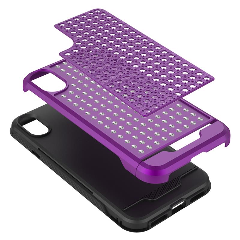Zizo Star Diamond Hybrid dėklas, skirtas „iPhone X“ (violetinė / juoda)