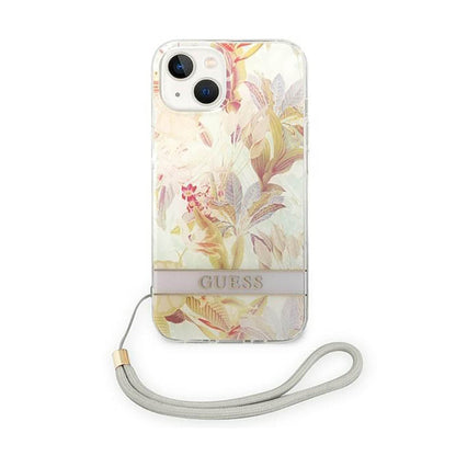 Guess Flower Cord – Dėklas iPhone 14 Plus (violetinis)