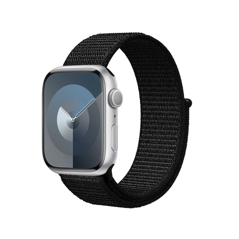 Crong Nylon Reflex – Sportinis dirželis, skirtas Apple Watch 38/40/41/42 mm (juodas)