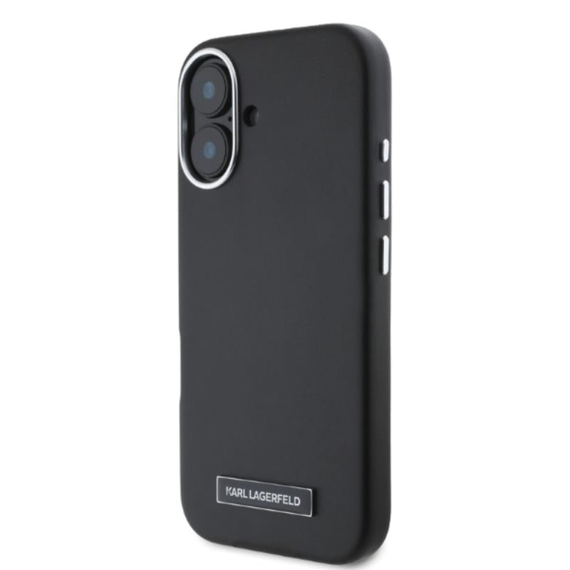 Karl Lagerfeld FW Metal Plate MagSafe – dėklas, skirtas iPhone 16 (juodas)