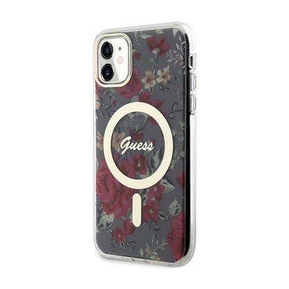 Guess Flower MagSafe – dėklas iPhone 11 (žalias)