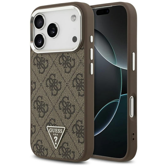 Guess 4G Triangle Logo MagSafe dėklas iPhone 17 Pro (rudas)